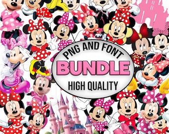 Disney Minnie Mouse direktnedladdning födelsedag PNG och typsnitt - digital fil