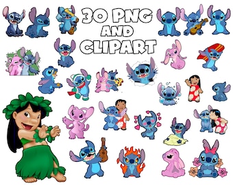 Descarga instantánea de Lilo y Stitch Cumpleaños PNG y Clipart - Archivo Digital