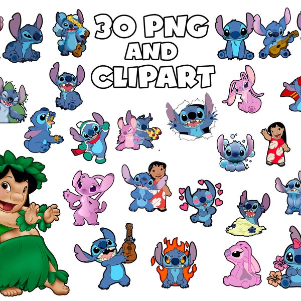 Instant Download Lilo and Stitch  Birthday PNG and Clipart - Digital File