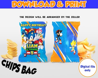Sonic Birthday Party Chip Bag Label: DIY Party Favors (Digital Download)