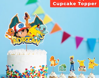 Personalized Pikachu Cake Topper: Custom Name & Age (Digital Download)