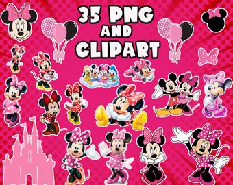 Minnie Mouse Instant Download Birthday PNG and Clipart - Digital File