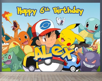 Pikachu Birthday Backdrop: Customizable Kids Party Banner (Digital Download)