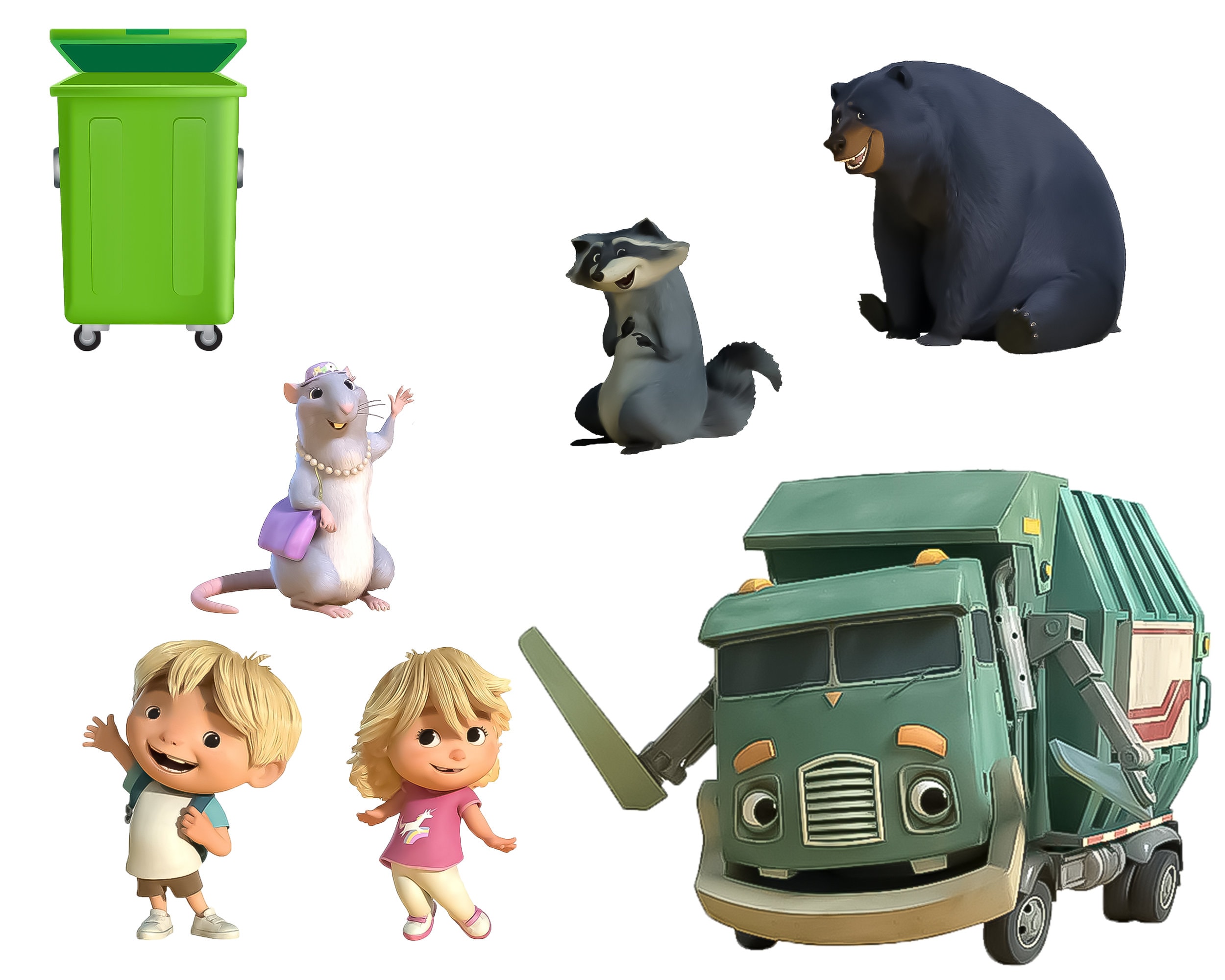 Trash Truck Instant Download Birthday PNG and Clipart - Digital File