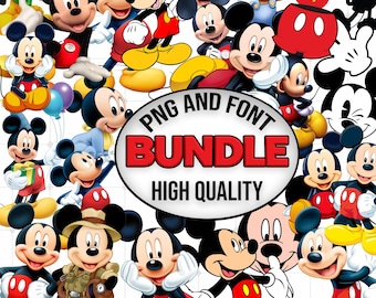 Disney Mickey Mouse Instant Download Birthday PNG and Font - Digital File