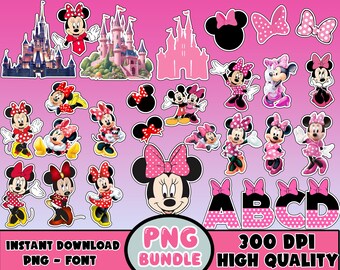 Disney Minnie Mouse Instant Download Birthday PNG and Font - Digital File