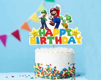 Direkt nedladdning av Super Mario-tårtdekoration digital fil