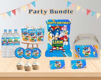 Sonic Birthday Party Printable Kit: Chip Bags, Labels, Decorations (PDF Download