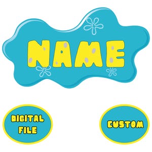 Logotipo personalizado de esponja, topper de bolo de esponja, banner de esponja, design de aniversário de esponja, festa de esponja, camiseta de esponja - arquivo digital