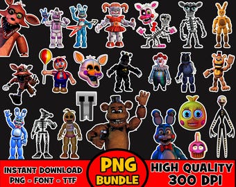 Five Nights at Freddy's Download istantaneo di PNG e font di compleanno - File digitale