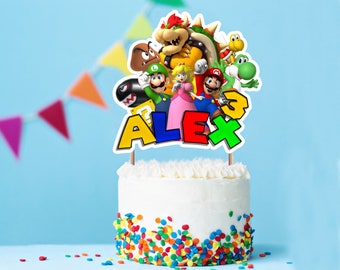 Personalisierte Super Mario Cake Topper, Geburtstagslogo - Digitale Datei