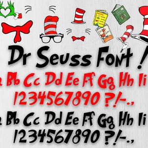 Instant Download Dr Seuss PNG Bundle, Dr Seuss Clipart, Dr Seuss Font, Dr Seuss Alphabet and Number, Dr Seuss Birthday - Digital File Only -