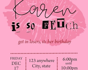 Mean Girls Birthday Invitation