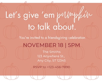 Friendsgiving Invitation with Pumpkins