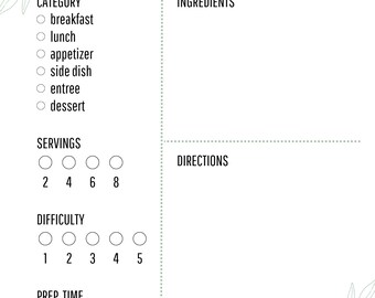 Recipe Printable Sheet