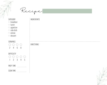 Recipe Printable Card