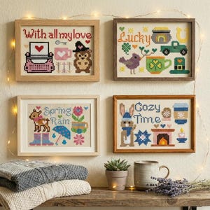 Hello Months Cross Stitch Pattern, January-April (Digital Download)