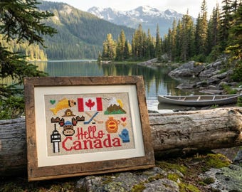Hallo Canada-kruissteekpatroon – reissouvenirontwerp (pdf-patroon)
