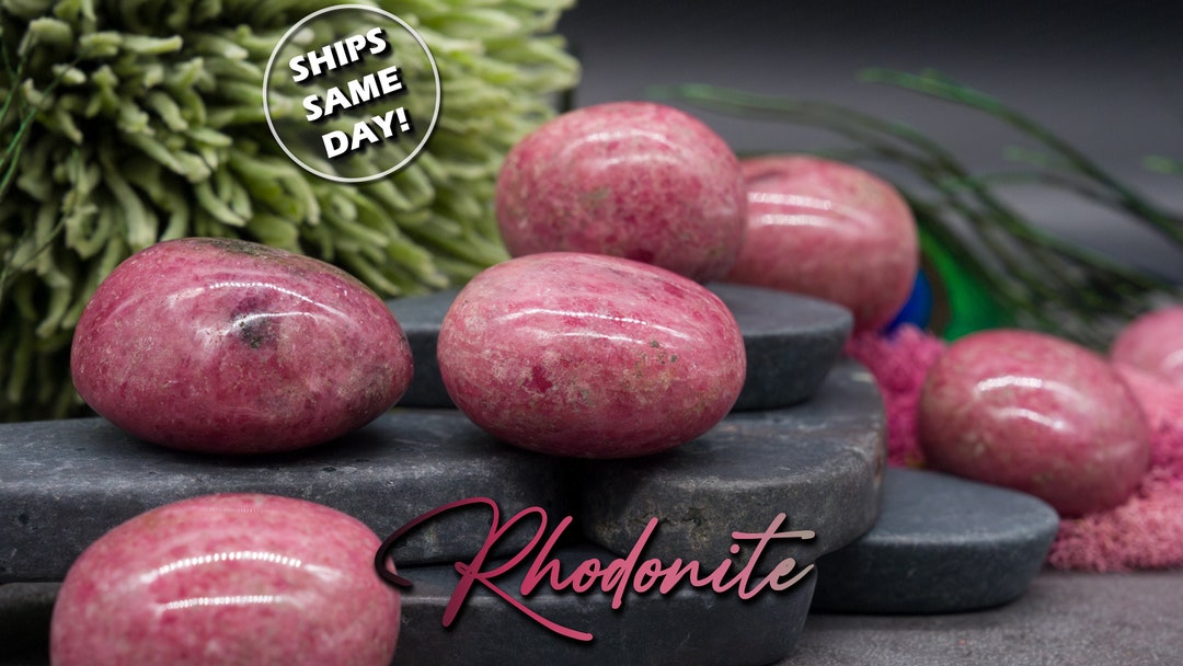 Natural High Quality Rhodonite Crystal Tumble Pretty Deep Pink ...