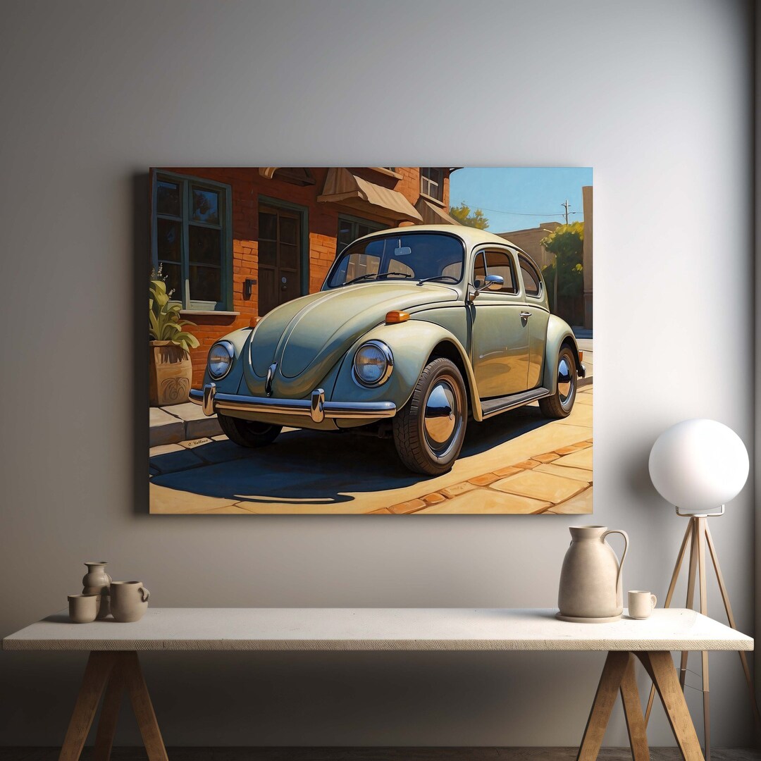 Classic VW Beetle Bug Fine Art Rolled Canvas Poster Vintage VW Beetle