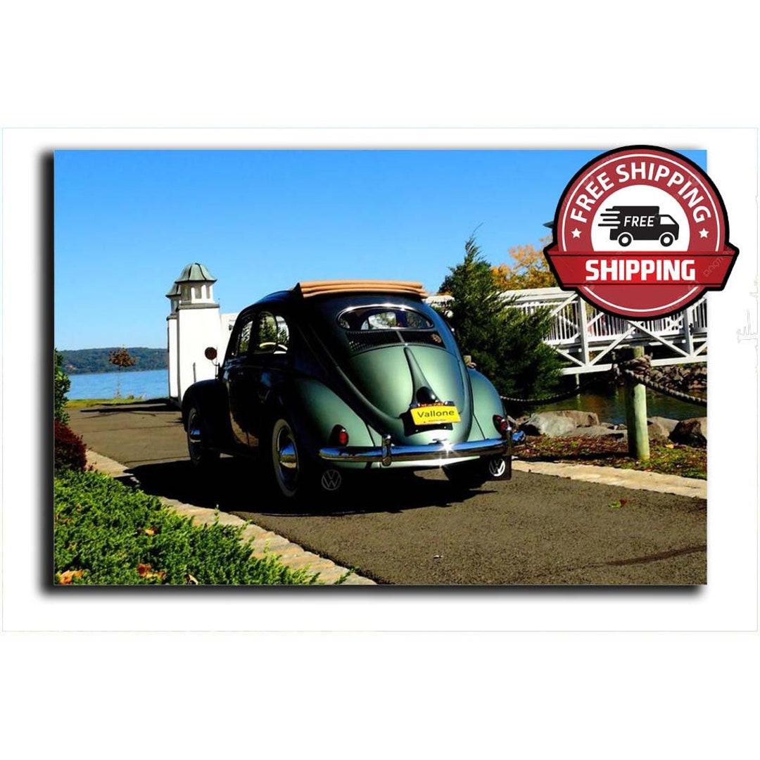 Classic Vw Bugs Wall Art, Rolled Canvas Print, Ready to Hang Home Decor
