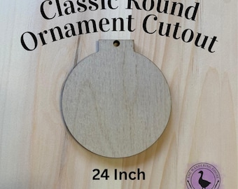 24” Christmas Ornament Wood Cutout – Classic Round Shape, Birch Plywood Craft Blank, Unfinished Wood for Painting & Holiday Decor