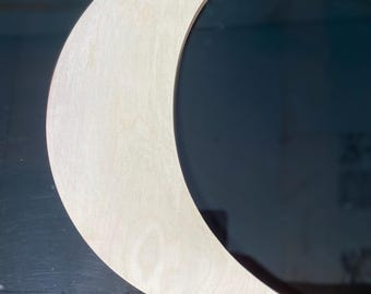 Crescent Moon Wood Cutout: 18" Birch Plywood Shape for DIY Crafts