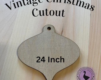 Large Vintage Christmas Ornament Wood Cutout – 24” Unfinished Birch Plywood, Onion Shape for Crafts & Painting