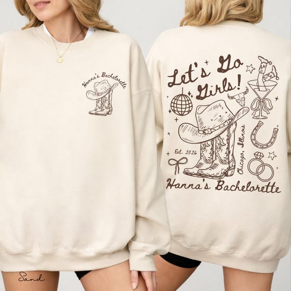Custom Nashville Bachelorette Sweatshirts, Personalized Bachelorette Party Crewnecks, Cowgirl Nashville Social Club, Rodeo Bach Sweater