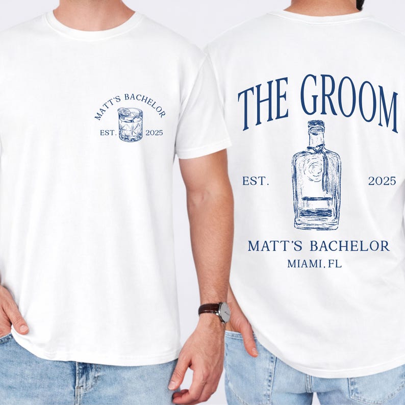 Bachelor Party Shirts, Groomsmen Shirt Gift Personalized, The Bachelor Club, Wiskey Bachelor, Custom Location Bachelor Party Tee, Groomsmen image 3