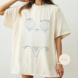 Womens Custom Bikini Tshirt Dress, Swimsuit Coverup, Bachelorette Party Merch, Bikini Shirt,Funny and Sassy Tshirt, Comfort Colors Bride Tee