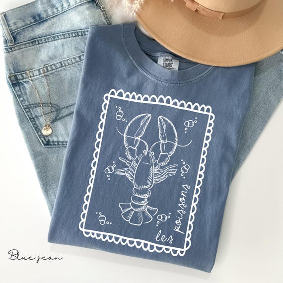 Comfort Colors® Lobster Shirt Lobster Lover Shirt Nautical Fisherman Shirt French Coastal Distressed Shir, Lobster Graphic T-Shirt  Coquette