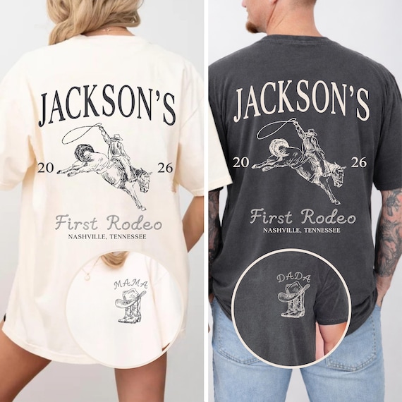 First Rodeo Birthday Family Matching Shirts, Custom Western Cowboy Cowgirl First Birthday Outfit, Comfort Colors Mama Daddy Rodeo Party Tee