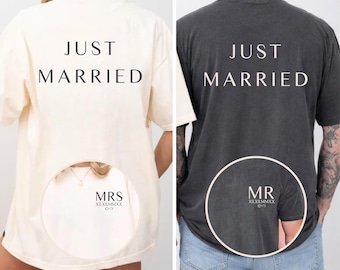 Personalized Custom Mr & Mrs T Shirts Unisex Honeymoon Shirts Matching Couples Mr and Mrs Shirts Just Married Shirt Wife and Hubby Shirt