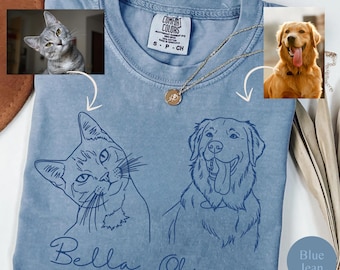 Custom Pet Sweatshirt with Pet Photo and Name, Personalized Pet Portrait T-shirt, Custom Dog Cat Graphic Tee, Pet Lover Gift, Dog Lover Tee
