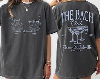 The Bach Club Comfort Colors Bachelorette Shirt, Personalized Bridal Party Tee, Luxury Beach Bach Doodle Bikini Mermaid Bachelorette, Bride