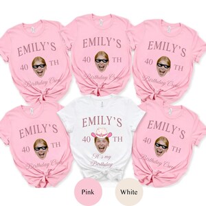 Custom Birthday Shirt for Women with Face Photo Pink or Black Party Tee 40th, 30th, 50,and Fabulous Outfit Any Age Personalized Gift,  Funny