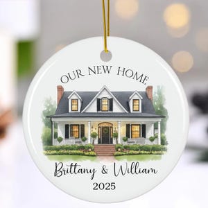 Personalized New Home Photo Ornament : Watercolor Christmas Photo Gift