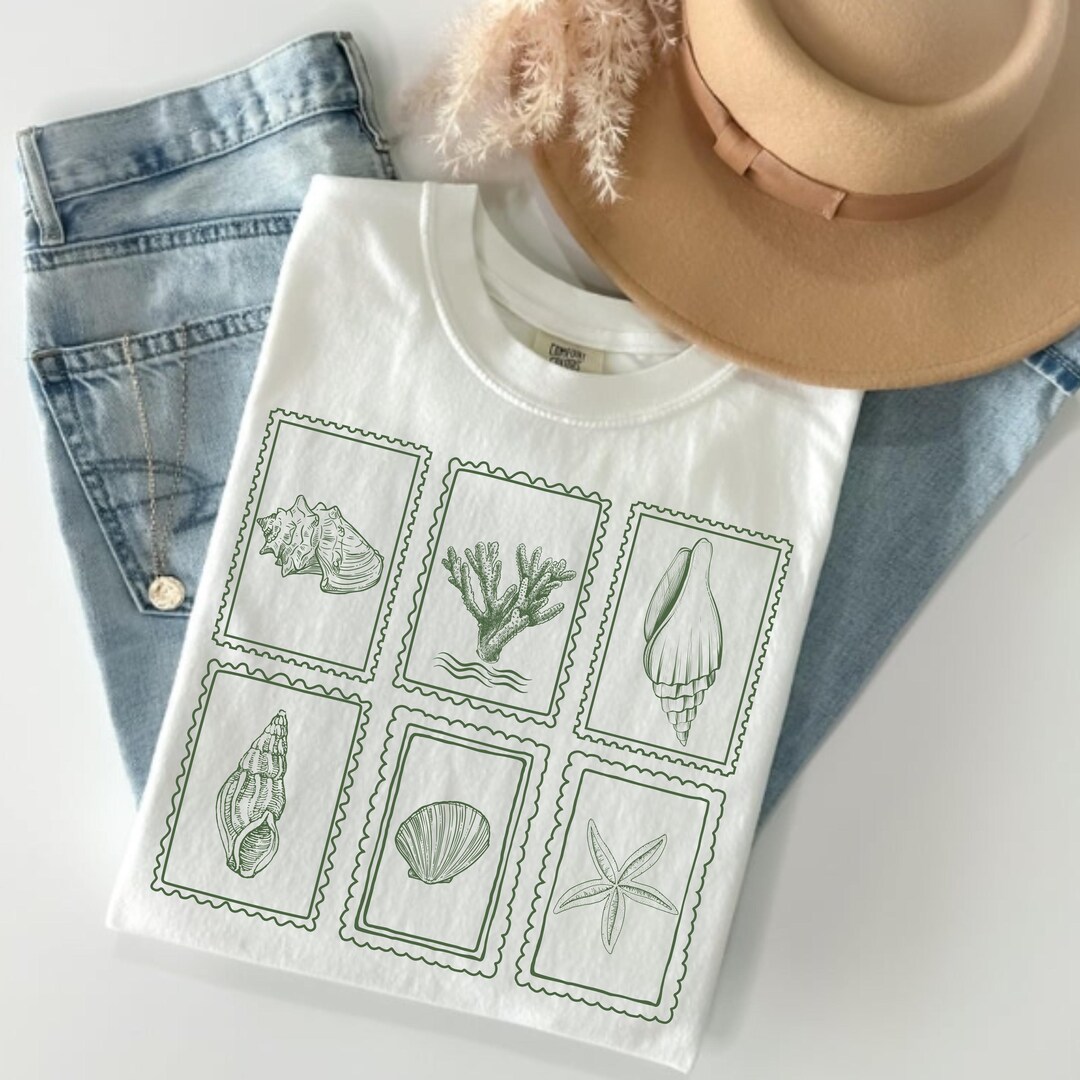 Shell Style Shirt Comfort Colors® Sea Shells 90s Vintage Style Tshirt, Retro Y2k Ocean ...
