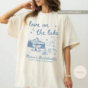 Love on the Lake Bachelorette Comfort Colors® Shirt, Custom Bride Name, Girl Trip Lake Bach Party, Camping Hiking Mountains, Lake Wife Life
