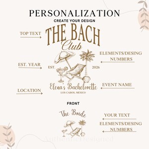 The Bach Club Comfort Colors Bachelorette Shirt, Personalized Bridal Party Tee, Luxury Beach Bach Weekend Gift For Bride Squad, Girls Trip image 3