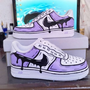 Nike Air Force 1 Low Black Custom splatter paint (Lilac,violet) Or Pick 2  Colors