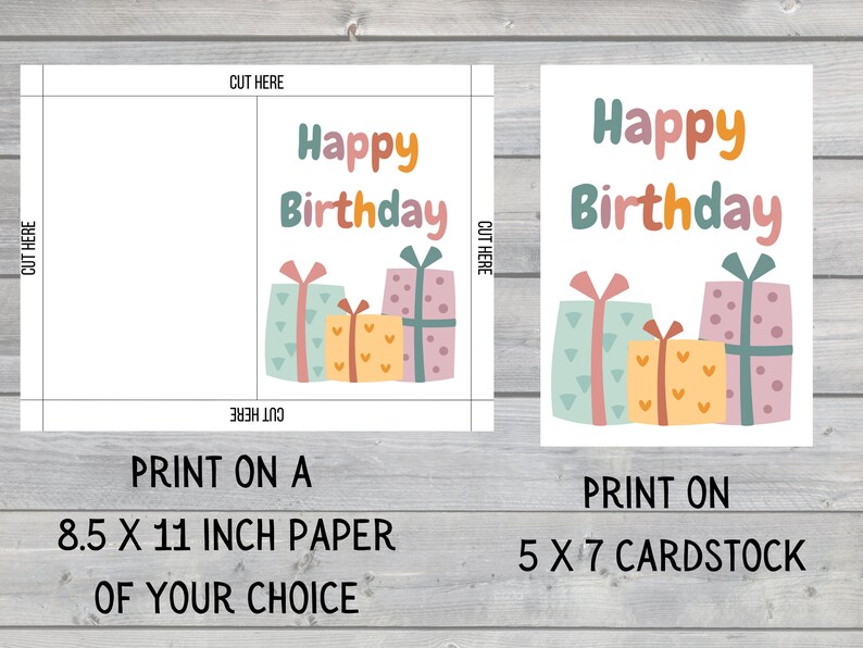 Set of 4 Printable Happy Birthday Cards, Digital Download, Generic ...