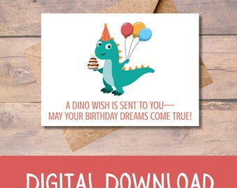 Dinosaurier Geburtstagskarte: Grußkarte zum Ausdrucken (PDF Datei)