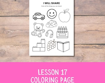 LDS Nursery Coloring Page: I Can Share, Lesson 17 (PDF Download)
