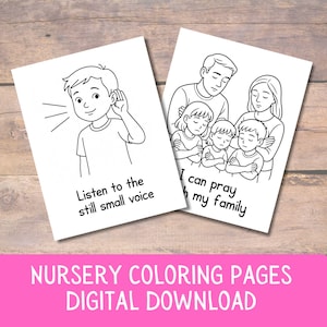 LDS Nursery Coloring Pages | Simple Gospel Printables for Toddlers | Primary Lesson Reinforcement Activity | Instant Download