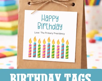 LDS Primary Birthday Gift or Treat Tags | Candle Design (Digital Download)