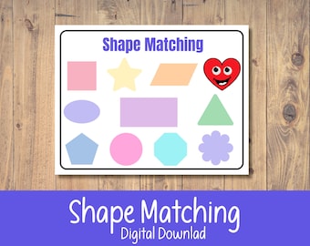 Busy Binder Activity, Shapes Matching Printable, Preschool Learning Activity, PDF File