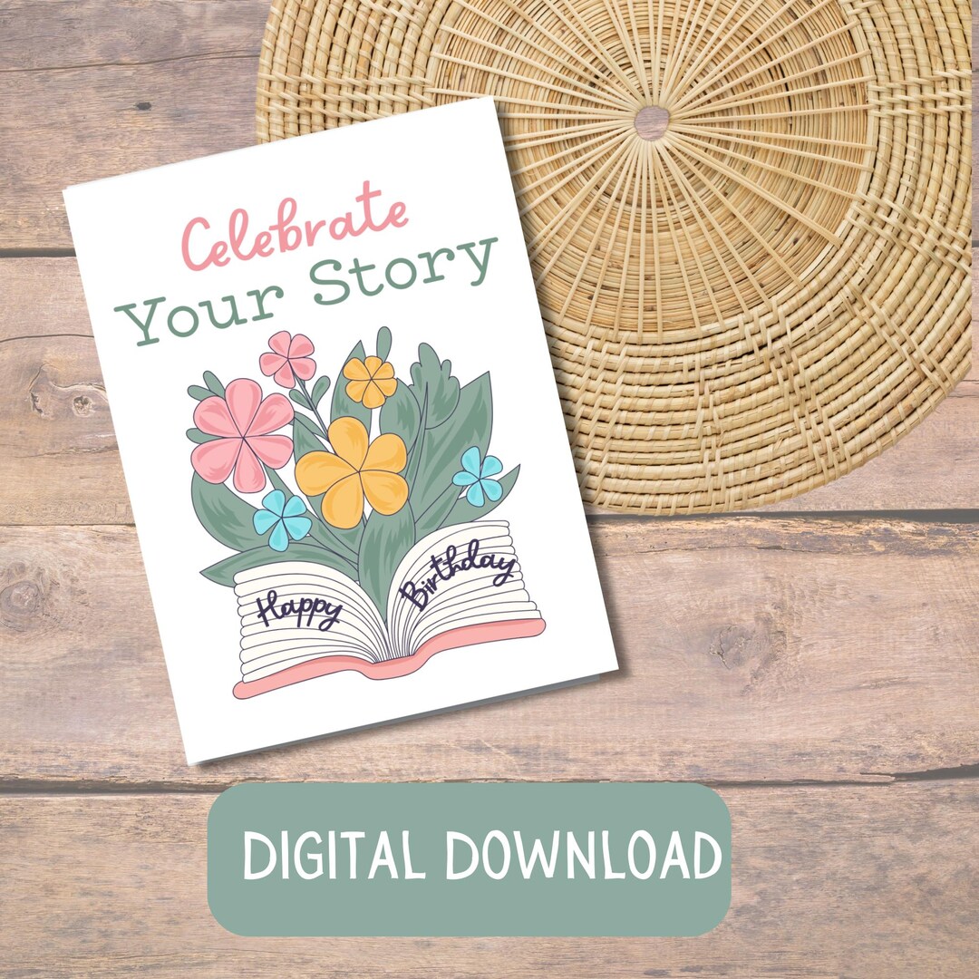 Book Lover Birthday Card – Printable Digital Download – Celebrate Your ...