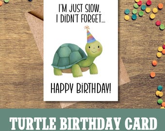 Turtle Birthday Card – Funny Greetings (Digital Download)